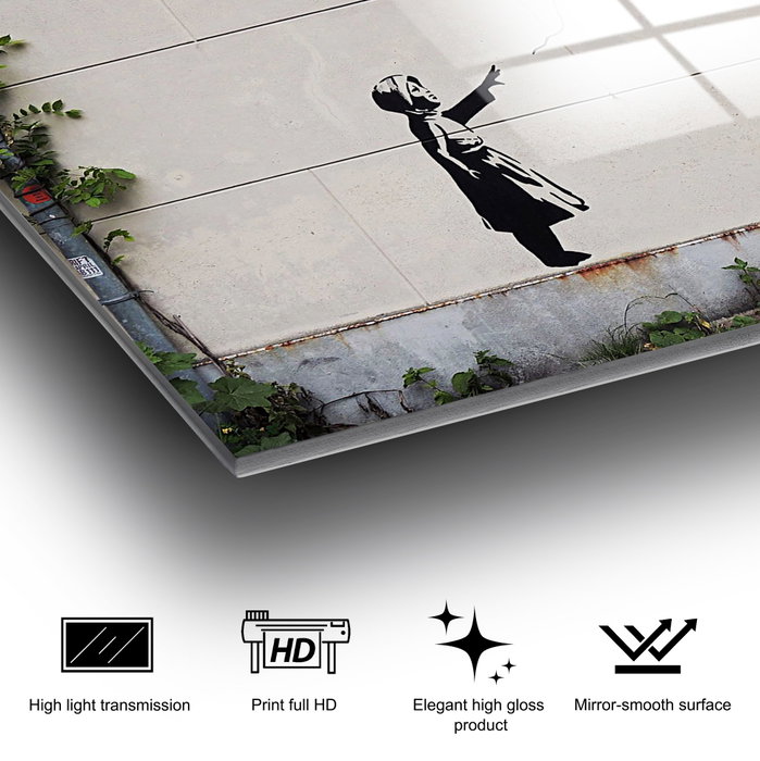 Wallity Cuadro Decorativo Banksy en Vidrio Templado 50 x 70 cm